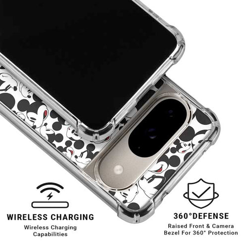 Disney Mickey Mouse Face Pattern Google Pixel 10 Clear Case